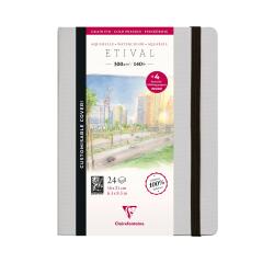 Etival Aquarelle carnet cousu 24F 21x16cm 300g grain fin (papier buvard) - Gris