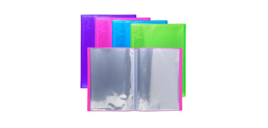 Sichtmappe aus PP 500µ, 60 Hüllen, 24x32cm für DIN A4, Iderama - Farben sortiert
