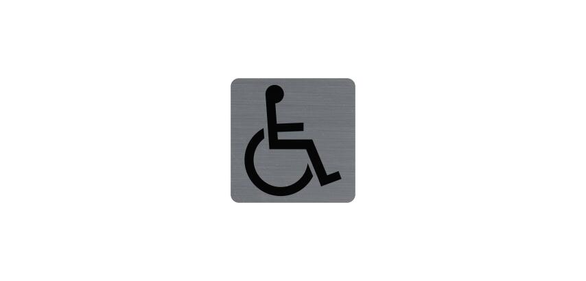 Exacompta, Hinweisschild selbstklebend, Aluminiumoptik, Barrierefreier Zugang, 7,5x7,5cm - Grau