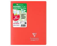 Cahier piqué Koverbook 17x22 cm 96 pages grands carreaux couverture polypropylène opaque 100% recyclé - Rouge