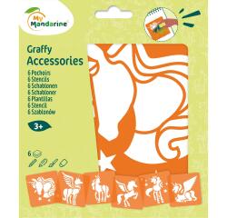 Set de 6 pochoirs enfants, Licornes - Orange