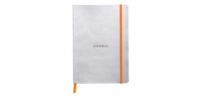 Rhodiarama carnet souple A5 160 pages dot papier ivoire 90g fermeture élastique - Argent
