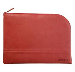 Rhodiarama pochette zippée en simili cuir - taille L (21x28 cm) - Nacarat