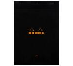 Bloc agrafé Rhodia N°18 21x29,7 cm 80 feuillets ligné avec marge 80g - Noir
