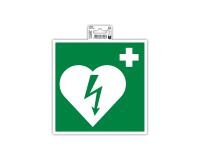 Panneau PP adhésif antidérapant Défibrilateur 20x20 cm - Vert