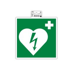 Zelfklevend bord defibrillator 20cm - Groen