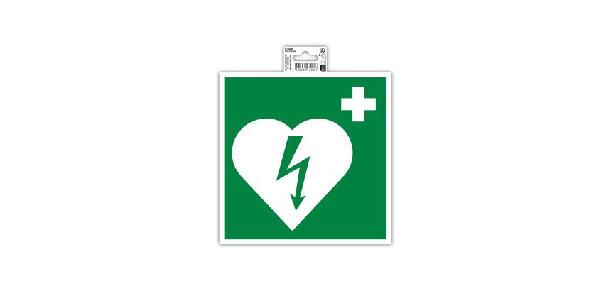 Non-slip adhesive PVC panel Defibrillator 20x20 cm - Green