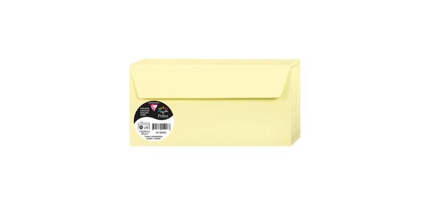 Paquet de 50 enveloppes Pollen 110x220mm 120g/m2 - Canari