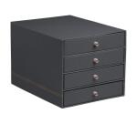 Rhodiarama trieur 4 tiroirs simili cuir italien 24,8x32,7x22,8 cm - Titane