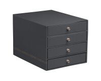 Rhodiarama trieur 4 tiroirs simili cuir italien 24,8x32,7x22,8 cm - Titane