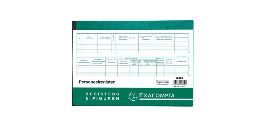Social Legislation Reminder - Personnel Register: 99 entries - NL text - 10 pages