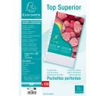 Sachet de 100 pochettes perforées polypropylène grainé Qualité + - A4 - Cristal