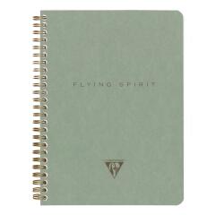 Flying Spirit Green, spiraalgebonden notitieboek met insteekvakken 14,8x21 cm, 120 afscheurbare gelijnde pagina's, geassorteerde motieven, ivoorkleurig papier 90g