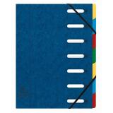 Trieur HARMONIKA® à fenêtres avec élastiques Véritable carte lustrée 7 compartiments - Bleu