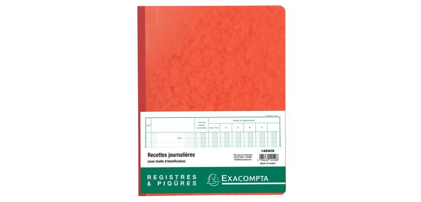 Piqûre Recettes journalières avec feuille d'identification - texte FR - 80 pages