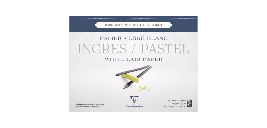Ingres Pastel bloc collé 25F 36x48cm 130g - Blanc