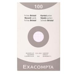 etui 100 steekkaarten bristol geruit 5x5 niet geperforeerd 125x200mm - Wit