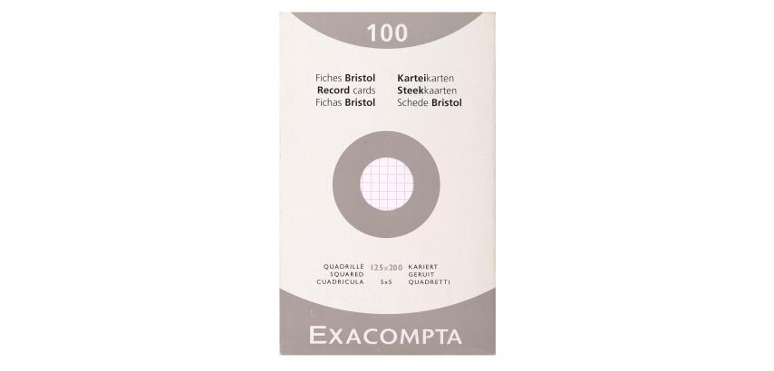 Pk 100 Exa Record Cards 125/200 White - White