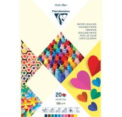 Farbiges Papier (Tonpapier), Block mit 20 Blatt A4 (21x29,7 cm) 120g/m2 - Sortierung