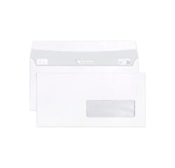 Boite de 500 Enveloppes Blanches DL-110x220mm - Auto-Adhésives - 80g/m2 - Fenêtre Papier Cristal 35x100 (position 20/20) - Blanc