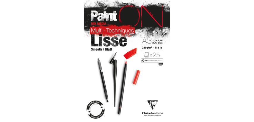PaintON Lisse bloc collé 25F A3 250g