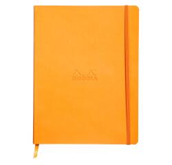 Rhodiarama softcover notitieboek 19x25 cm, 80 blad gestippeld ivoorkleurig papier van 90g, sluiting met elastiek - Oranje