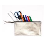PLUME Grande pochette 2 compartiments en Daim irisé 22x11cm - Or