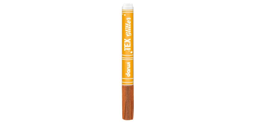 DARWI Textielverf marker met glitter, punt van van 2 mm, inhoud 6 ml, koper - Koper