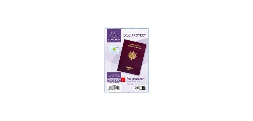 Etui de protection pour passeport 2 volets PVC lisse 20/100e - Cristal