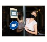 Panneau PP adhésif antidérapant Masque obligatoire 20 cm - Bleu