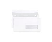 Boite de 500 Enveloppes Blanches DL-110x220mm - Auto-Adhésives - 90g/m2 - Fenêtre PET 35x100 (position 20/20) - Blanc