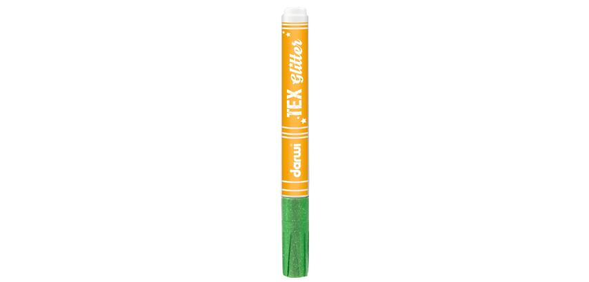 DARWI Textielverf marker met glitter, punt van van 2 mm, inhoud 6 ml, grasgroen
