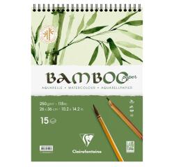 Bamboo, Spiralblock mit 15 Blatt Bambuspapier, 26x36 cm, 250g