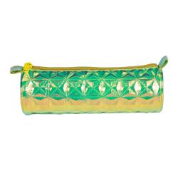 Holografische ronde etui formaat 7x22 cm, groen - Groen