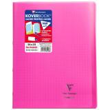 Cahier piqué Koverbook 24x32cm 96 pages grands carreaux couverture polypropylène transparent - Rose