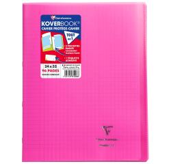 Cahier piqué Koverbook 24x32cm 96 pages grands carreaux couverture polypropylène transparent