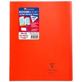 Cahier piqué Koverbook 24x32cm 96 pages petits carreaux + marge couverture polypropylène transparent - Rouge