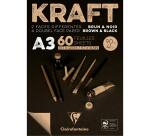 Clairefontaine Brown & Black Laid Kraft Pad, 90g, A3, 60 Sheets