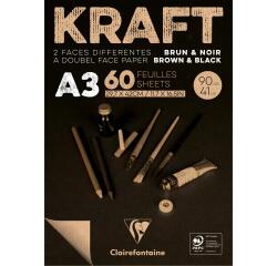 Block Kraftpapier, zweifarbig, geleimt, 60 Blatt A3 90g