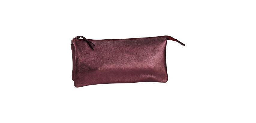 CUIRISÉ Grande Pochette 2 compartiments 22x11 cm - Cerise