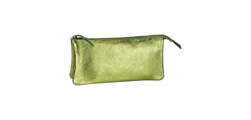 CUIRISÉ Grande Pochette 2 compartiments 22x11 cm - Vert