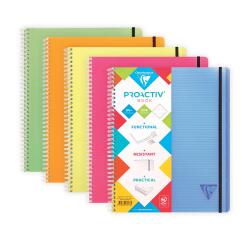 Proactiv'Book Linicolor FRESH cahier reliure intégrale A4+ 160 pages détachables perforé 4 trous ligné + marge + cadre en-tête + 1 pochette trieur couverture plastique polypropyène rainuré Couleur aléatoire - Assortis