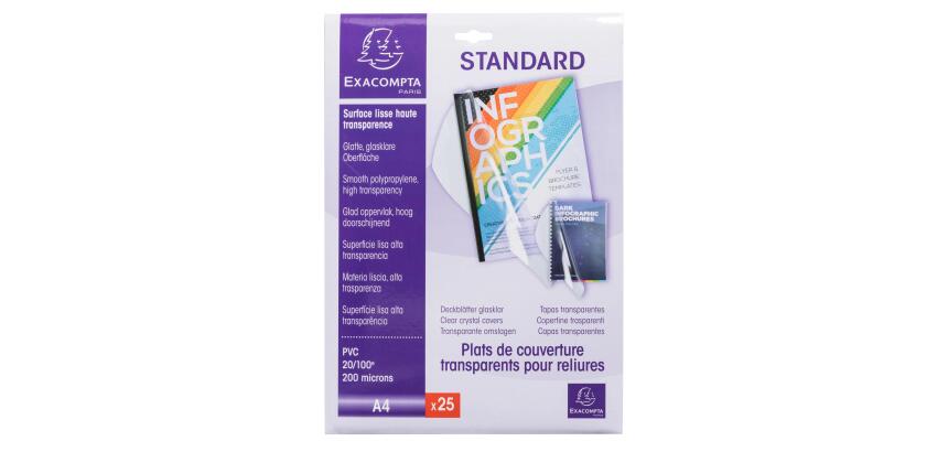 Transparente Einbanddeckel, PVC 200, Packung mit 25 Stück, A4 - Transluzent