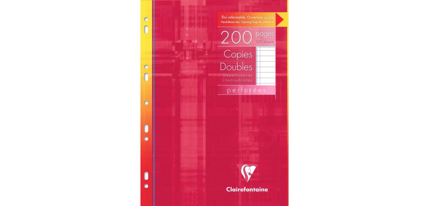 Etui met dubbele bladen A4 200 geperforeerde bladen gelijnd + kantlijn