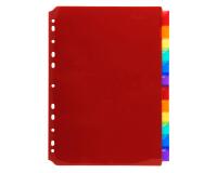 Intercalaires PP transparent couleurs avec porte étiquette A4 12 positions - Couleurs assorties