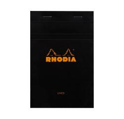 Rhodia Black Head Stapled Pad No14, Lined, 110x170 - Black