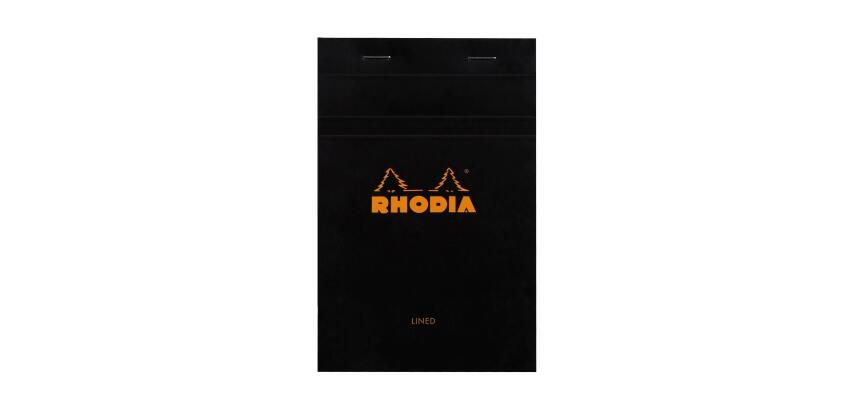 Bloc agrafé Rhodia N°14 11x17 cm 80 feuillets ligné 80g - Noir