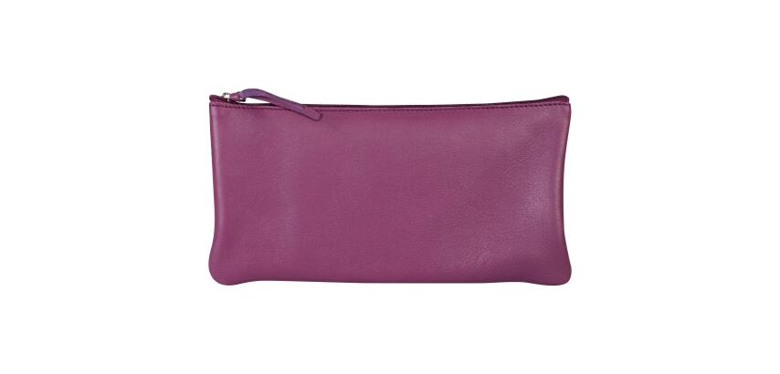 CUIR TEINTÉ Trousse plate 22x11 cm Violet