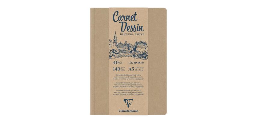 Carnet Dessin carnet cousu 40F A5 140g - Kraft