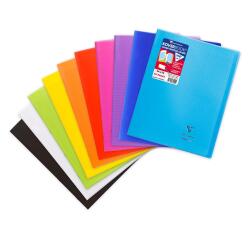 Cahier piqué Koverbook 24x32cm 96 pages grands carreaux couverture polypropylène transparent - Assortis